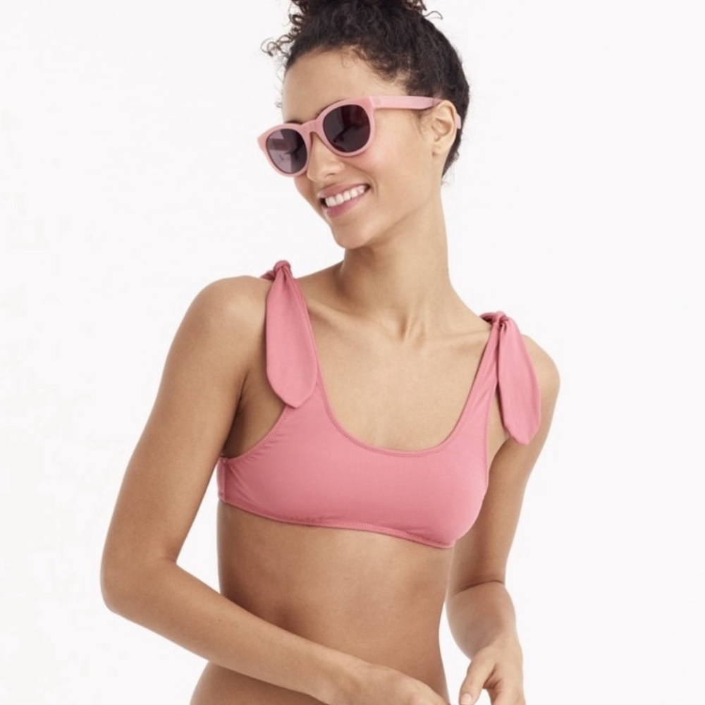 J. Crew Playa Nantucket Tie Strap Pink Bikini Top in Vintage Pink NWT Size XS